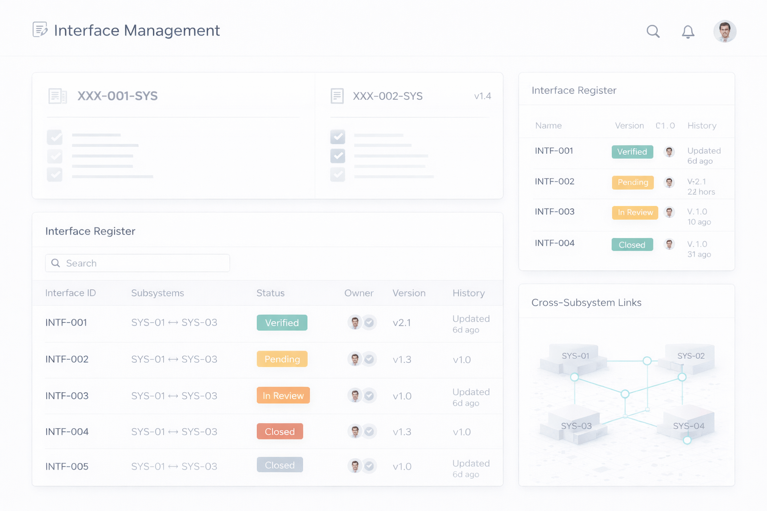 OpenSESA interface management workspace